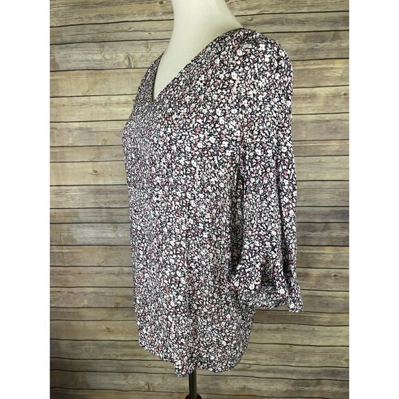 Rachel Roy Small Floral Blouse V Neck Ruffled Slv - Picture 3 of 10